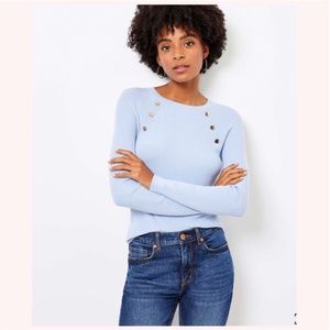 NWT LOFT Button Trim Blue Sweater (XS)